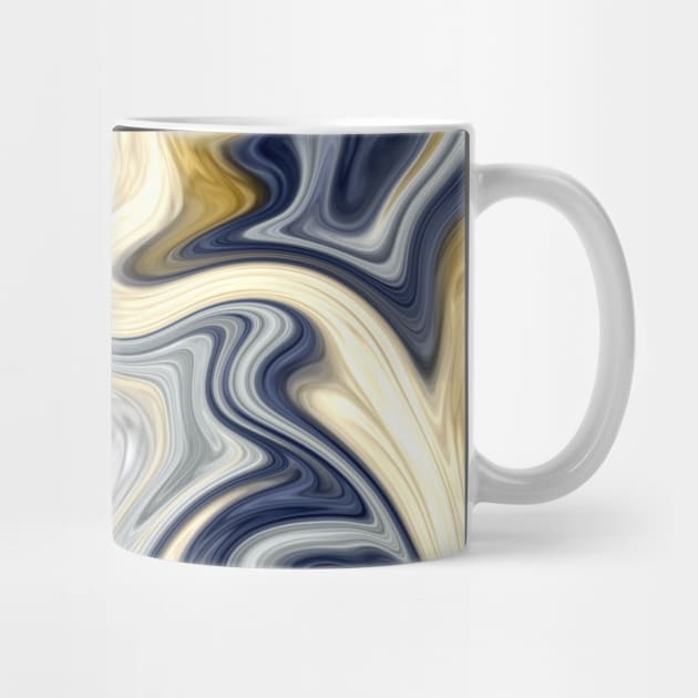 Trendy cool stylish gold yellow navy blue liquid marble abstract swirl pattern by galaxieartshop